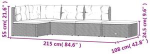 Zestaw Mebli Ogrodowych Komplet Wypoczynkowy Z Poduszkami 5-Częściowy Czarny Rattan Na Taras Balkon Ogród