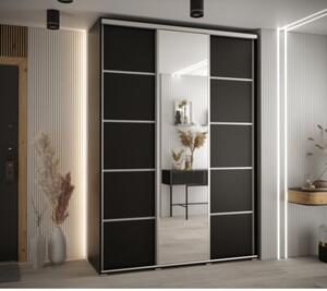 Szafa przesuwna wysoka Davos 5 170, gł. 45 cm czarny + czarny + srebrny
