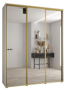 Szafa przesuwna wysoka Davos 2 190, gł. 45 cm biały + biały + złoty