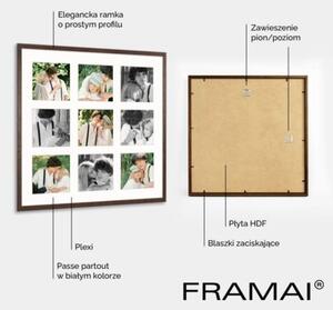 Ramka na zdjęcia 9x 10x10 cm brązowa galeria zdjęć multirama collage 40x40 cm FRAMAI®