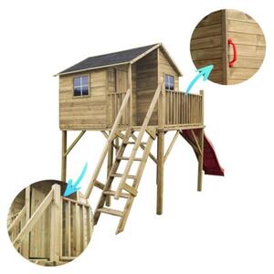 Drewniany domek ogrodowy dla dzieci - Jerzyk MAX ze ślizgiem 300 cm