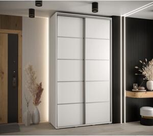 Szafa przesuwna wysoka Davos 4 130, gł. 60 cm biały + biały + srebrny