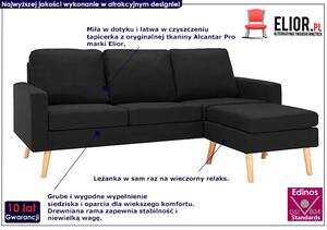 3-osobowa czarna sofa z podnóżkiem - Eroa 4Q