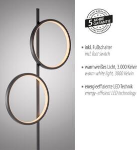 Lampa stojąca podłogowa nowoczesna czarna dwa pionowe ringi LED 24W MINI RITUS Just Light