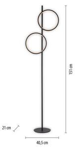 Lampa stojąca podłogowa nowoczesna czarna dwa pionowe ringi LED 24W MINI RITUS Just Light