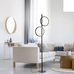 Lampa stojąca podłogowa nowoczesna czarna dwa pionowe ringi LED 24W MINI RITUS Just Light