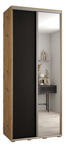 Szafa przesuwna wysoka Davos 3 100, gł. 60 cm artisan + czarny + srebrny