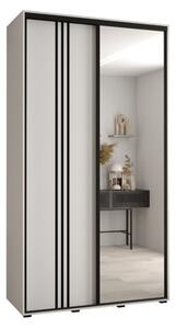 Szafa przesuwna wysoka Davos 7 130, gł. 45 cm biały + biały + czarny