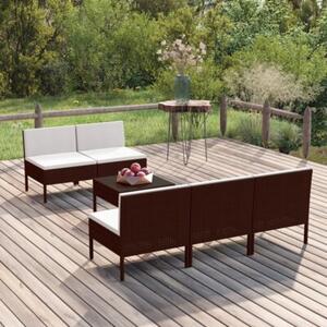 Zestaw Mebli Ogrodowych Komplet Wypoczynkowy Z Poduszkami 6-Częściowy Brązowy Rattan Na Taras Balkon Ogród