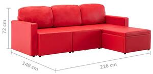 Rozkładana sofa modułowa czerwona - Lanpara 4Q