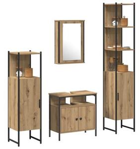 Zestaw mebli łazienkowych z półką z drzwiami 4 szt. dąb artisan