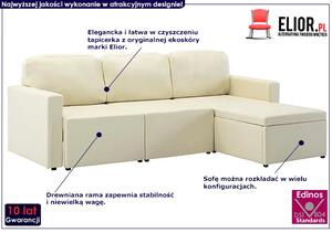 Rozkładana sofa modułowa jasnokremowa - Lanpara 4Q