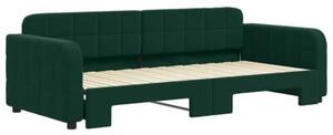 Sofa rozsuwana, ciemnozielona, 90x200 cm, aksamit