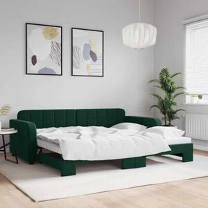 Sofa rozsuwana, ciemnozielona, 90x200 cm, aksamit