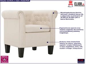 Kremowy fotel klubowy chesterfield - Roter