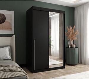 Szafa przesuwna z lustrem Garderoba SIMA T2 120 czarny + u. srebrny