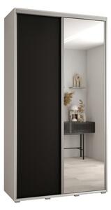 Szafa przesuwna wysoka Davos 3 140, gł. 60 cm biały + czarny + srebrny