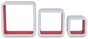 Zestaw biało-czerwonych półek ściennych - Luca 3X