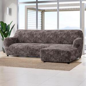Bi-elastyczne pokrowce MARMO brązowe narożnik z otomaną po prawej stronie (sz. 170 - 300 cm)