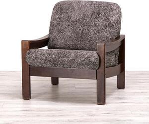Bi-elastyczne pokrowce MARMO brązowe fotel z drewnianymi bokami (sz. 40 - 70 cm)