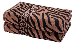 Komplet 2 ręczników żakardowych ZEBRA brązowy 70 x 140 cm