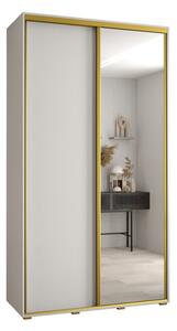 Szafa przesuwna wysoka Davos 3 140, gł. 45 cm biały + biały + złoty