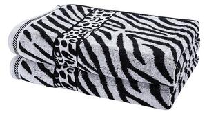 Komplet 2 ręczników żakardowych ZEBRA szary 70 x 140 cm