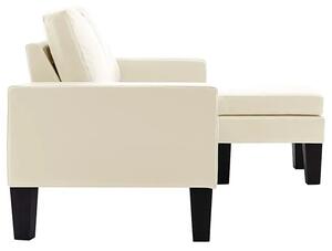 3-osobowa sofa z ekoskóry z podnóżkiem kremowa - Zuria 4Q