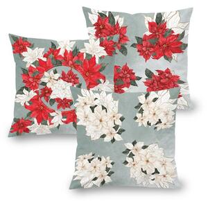Zestaw 3 poszewek na poduszki POINSETTIA 45 x 45 cm