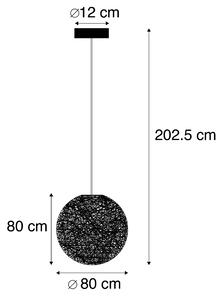Rustykalna lampa wisząca czarna 80cm - Corda Oswietlenie wewnetrzne
