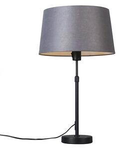 Lampa stołowa regulowana czarna klosz szary 35cm - Parte Oswietlenie wewnetrzne
