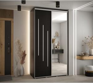 Szafa przesuwna wysoka Davos 9 140, gł. 45 cm czarny + czarny + srebrny