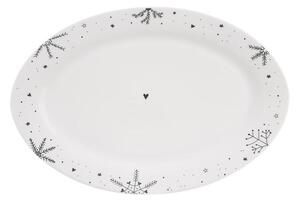 Porcelanowy owalny talerz do serwowania PŁATEK ŚNIEGU