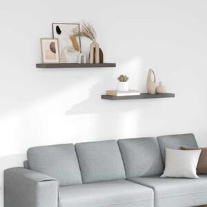 Półki ścienne, 2 szt, wysoki połysk, szare, 80x23,5x3,8 cm, mdf
