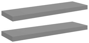 Półki ścienne, 2 szt, wysoki połysk, szare, 80x23,5x3,8 cm, mdf