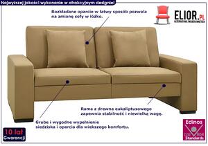 Dwuosobowa rozkładana sofa z ekoskóry cappuccino - Arroseta 2S