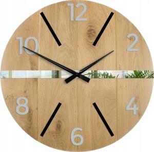 Zegar Ścienny Drewniany Dębowy Akrylowy Aksel Wood Pas Lustro 60 cm Okrągły