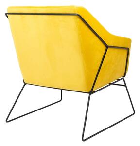 MebleMWM Fotel EMMA VELVET | Welur | Żółty | Podstawa metal czarna