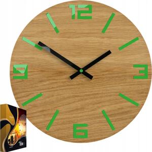 Zegar Ścienny Akrylowy Mechanizm Kwarcowy Arabic Wood Green Okrągły