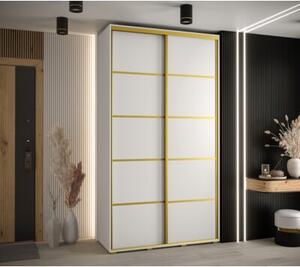 Szafa przesuwna wysoka Davos 4 140, gł. 60 cm biały + biały + złoty