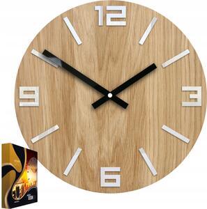 Zegar Ścienny Akrylowy Dębowy Drewniany Arabic Wood White Okrągły