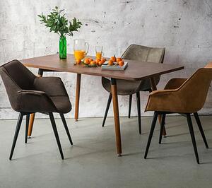 Zamszowe krzesło tapicerowane brązowe - Nollo 3X