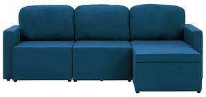 Rozkładana sofa modułowa niebieska tkanina - Lanpara 4Q