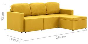 Rozkładana sofa modułowa żółta tkanina - Lanpara 4Q