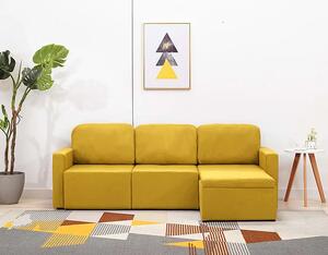 Rozkładana sofa modułowa żółta tkanina - Lanpara 4Q