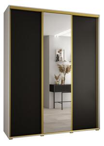 Szafa przesuwna wysoka Davos 3 200, gł. 45 cm biały + czarny + złoty