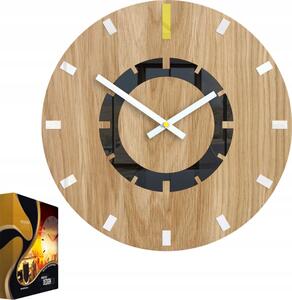 Zegar ścienny drewniany dębowy akrylowy atena wood yellow okrągły kwarcowy