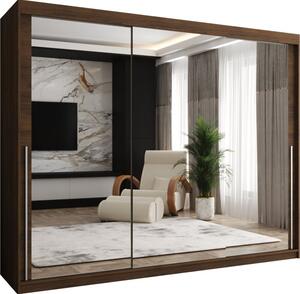 Szafa przesuwna z lustrem Garderoba SIMA T3 250 orzech + u. srebrny