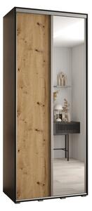 Szafa przesuwna wysoka Davos 3 120, gł. 60 cm czarny + artisan + srebrny