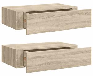 Półki ścienne z szufladą, 2 szt., dąb, 40x23,5x10 cm, mdf